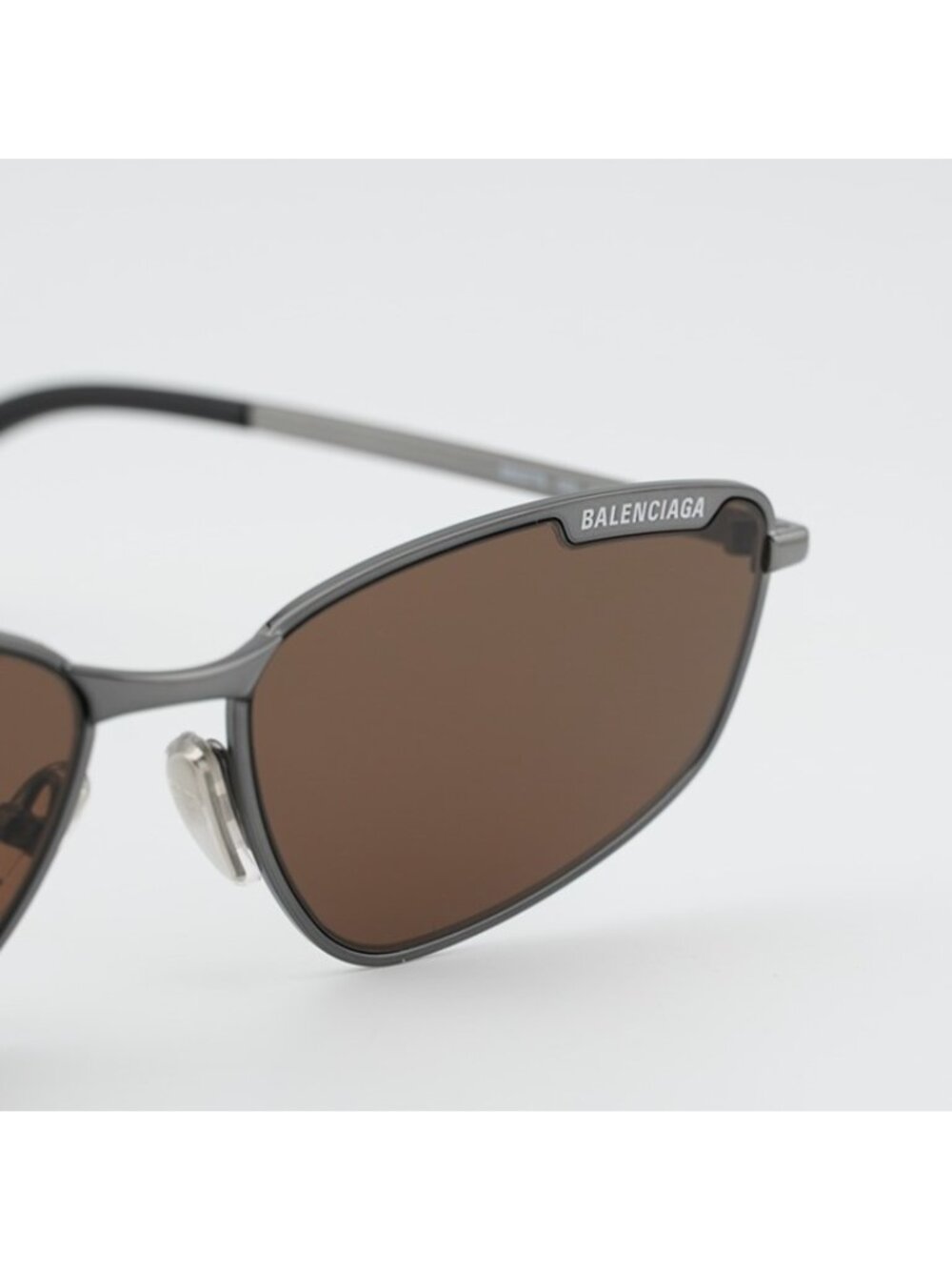 Balenciaga BB0277S 002 Unisex Sunglasses Ruthenium Rectangle Frame, Brown Lenses - Picture 3 of 10